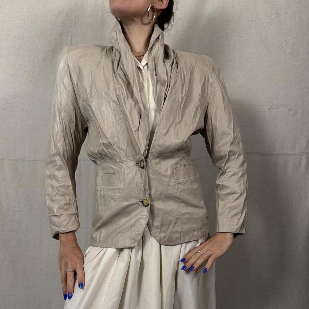 Vintage Trussardi Made in Italy Taupe Leather Blazer – IT 42